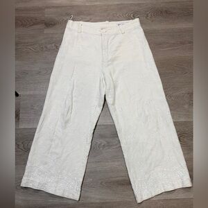 Zara Cream Textured Linen Pants
